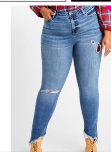 Ashley stewart Plus-Size Rip & repair skinny jeans. Full-figured fashion.